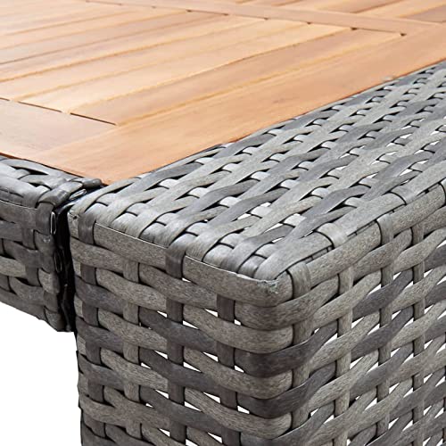 REWIS 5-Piece Outdoor Furniture Set with Poly Rattan and Acacia Wood Gray