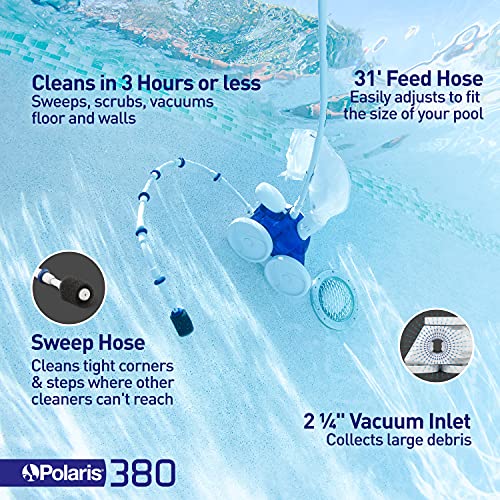 Polaris Vac-Sweep 380 Pressure Inground Pool Cleaner White and Blue