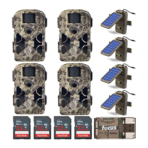 Stealth Cam 2022 G42NG 32MP No Glow Trail Camera Bundle with Solar Power Panel, 32GB Memory Card & USB Reader Camouflage