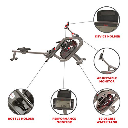 Sunny Health & Fitness Phantom Hydro Water Rowing Machine - SF-RW5910 Black