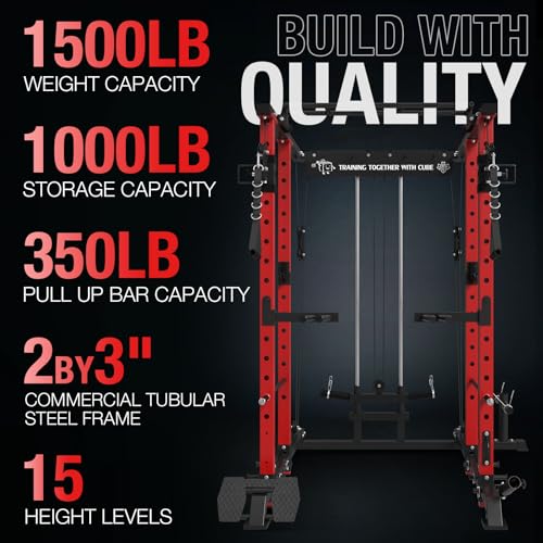 Mikolo Power Cage with LAT PullDown, Cable Crossover & Pulley System Red