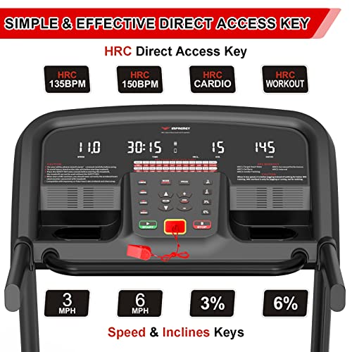 IMPREMEY Folding Treadmill with Incline 15%, 3.5HP Power, 350 Lb Capacity, 11 MPH, 50" x 19" - Black