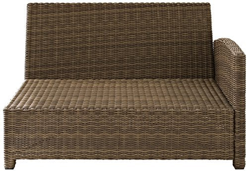 Crosley Furniture Bradenton Outdoor Sectional Right Side Loveseat, 2-Person Wicker Patio Couch Brown with Sand Cushions