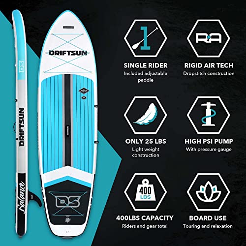 Driftsun Inflatable Stand Up Paddle Board - Extra Wide ISUP Package