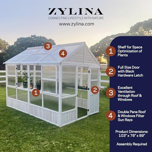 Zylina XL Hobby Greenhouse White 103"x78"x89