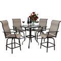 On Shine 5 PCS Outdoor Patio Swivel Bar Set with 4 Stools and 1 Table
