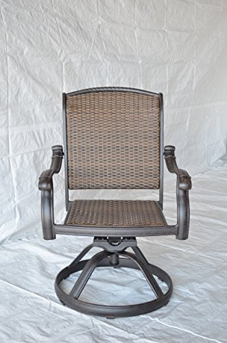 Patio Land Santa Clara 9-Piece Outdoor Dining Set Square 64" Cast Aluminum Antique Bronze with 8 Swivel Rocker Chairs
