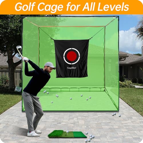 Gagalileo Golf Practice Hitting Nets Heavy Duty Portable Golf Cage 10x10x10FT