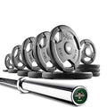 XMark Lumberjack 7' Olympic Bar Chrome with Black Manganese Phosphate Shaft 28mm Grip and 255 lb. Tri-Grip Olympic Plate Weight Set Black