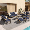 Sundale Outdoor 7-Piece Aluminum Patio Furniture Set with Cushions Blue