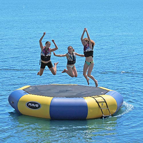 RAVE Sports Bongo 13' Water Bouncer Trampoline with Ladder Blue/Yellow