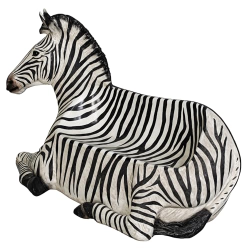 Design Toscano African Striped Zebra Photo-Op Sculptural Bench 68 Inch Black/White