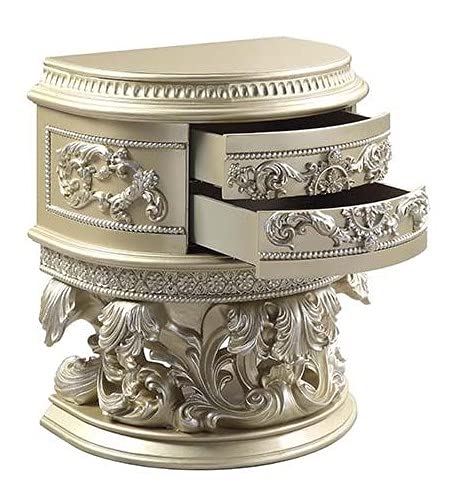 Acme Vatican Champagne Silver Wood Nightstand
