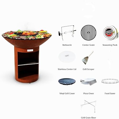 ARTEFLAME Charcoal BBQ Grill and Fire Pit Bundle Corten