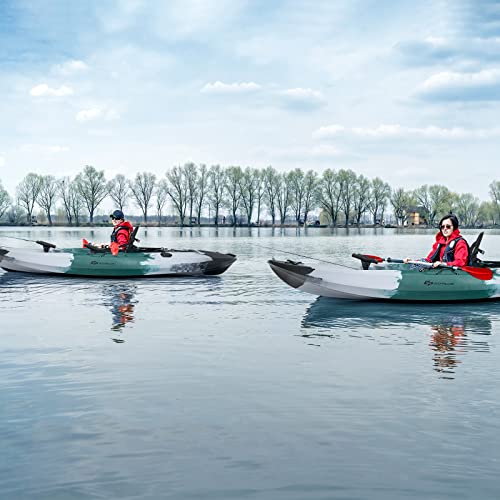 GLOBALWAY 9.7FT Sit-On-Top Fishing Kayak with Paddle & Rod Holders Gray + Green
