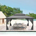 GAOMON Hardtop Gazebo Outdoor Metal Pavilion Gray 12x16