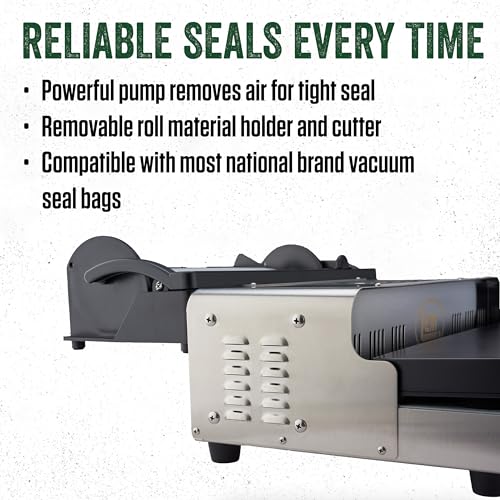 LEM MaxVac 1000 Stainless Steel Vacuum Sealer with Bag Holder and Cutter Silver and Black