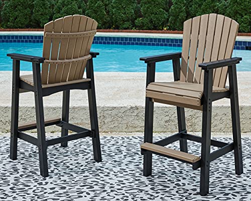 Signature Design by Ashley Fairen Trail 30" HDPE Outdoor Barstool 2 Count Black & Brown