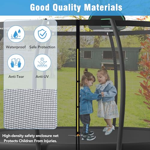 Merax Outdoor Trampoline 16FT with Basketball Hoop, Enclosure Net & Ladder