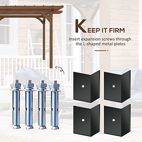 Outsunny 12' x 10' Outdoor Wood Pergola Gazebo for Climbing Plants Brown