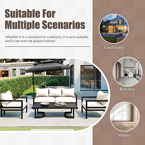 Miscoos Outdoor Patio Furniture Sofa Set 4-Piece Style 1 White