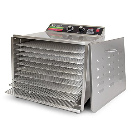 TSM Products Stainless Steel Food Dehydrator with 10 Shelves Silver