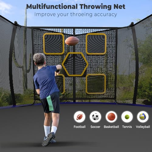 Lyromix 12FT Outdoor Trampoline with Safety Enclosure Red & Blue