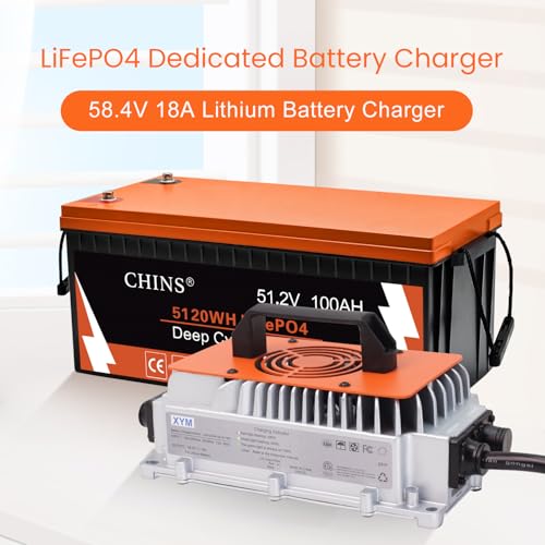 CHINS 48V 100Ah LiFePO4 Golf Cart Battery with Bluetooth & Charger