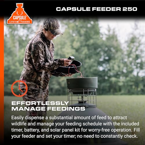 Capsule Game Feeders 250LB Capacity 360-Degree Broadcast Game Feeder Green