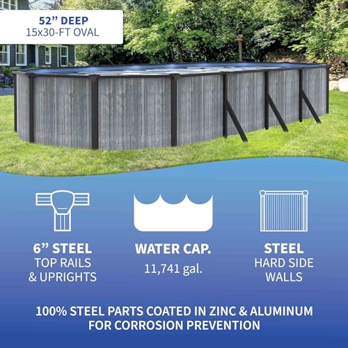 Blue Wave San Pedro 15x30-ft Oval 52-in Deep Steel Wall Pool Package Gray