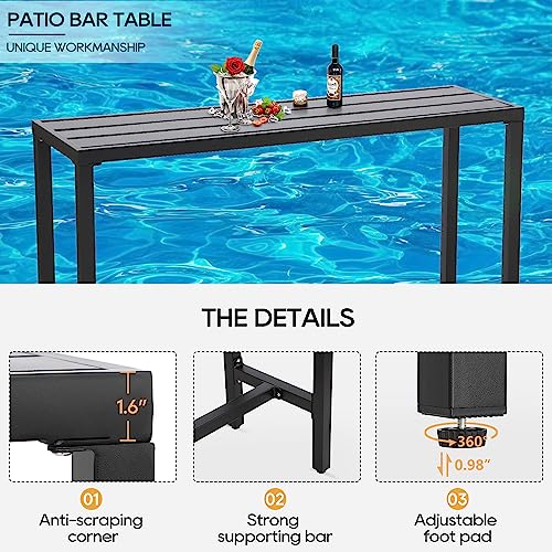ONLYCTR 7 Piece Outdoor Bar Set with Cushions, Metal Patio Bar Table and Stools, Black