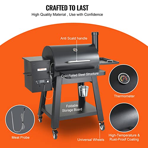 VEVOR Portable Wood Pellet Smoker Grill with PID Temperature Control Black