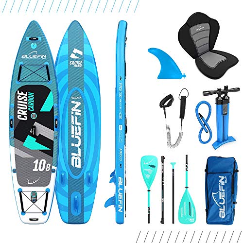Bluefin SUP Inflatable Stand Up Paddle Board 6” Thick Kayak Conversion Kit All Accessories Carbon Blue