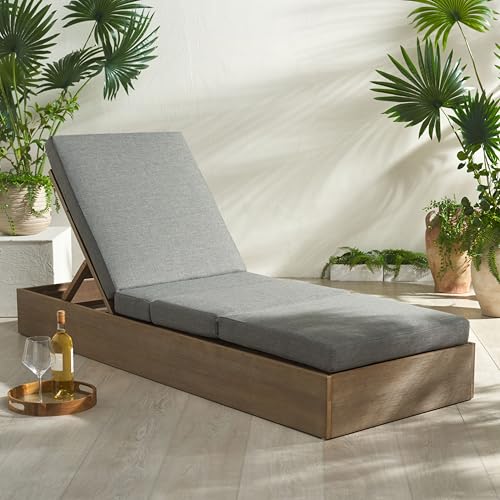 Safavieh Couture Outdoor Vincent Chaise Lounge Chair Natural/Dark Grey