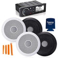 Fusion Entertainment Marine Receiver with 2 Pairs of XS-F65CWB 6.5" Coax Speakers Black and White