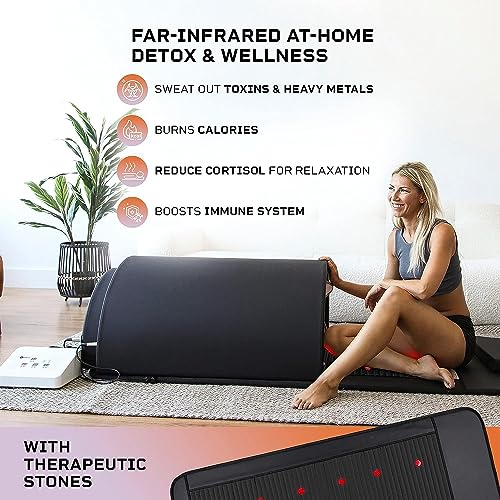 LifePro Far Infrared Sauna Dome with Red Light Therapy Stones Black