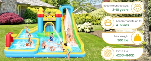 AKEYDIY Inflatable Bounce House Water Slide Bright Color