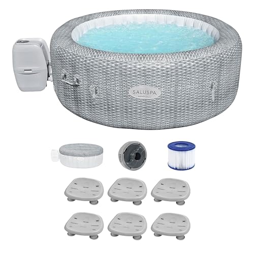 Bestway SaluSpa Honolulu AirJet Inflatable Hot Tub with 140 Jets & 6 Adjustable Seats Gray