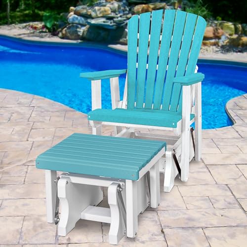 American Furniture Classics Chair and Gliding Glider Ottoman Combo Aruba Blue and White