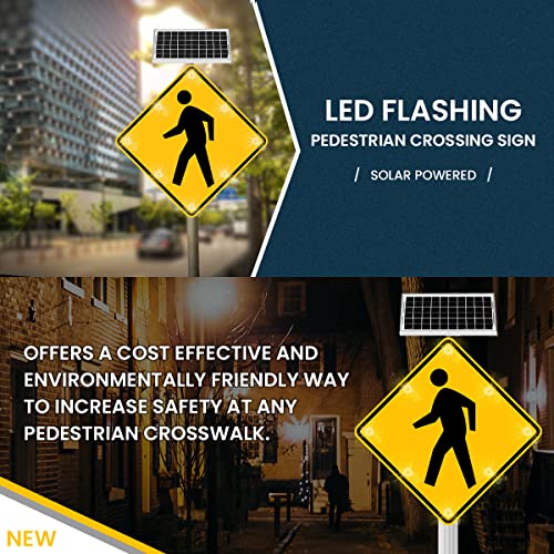 Generic 30" Solar Pedestrian Crossing Sign LED Yellow