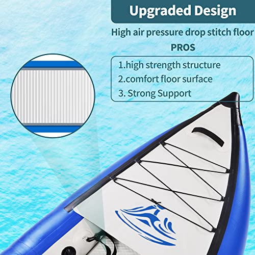 Loyaltaling Inflatable Whitewater Fishing Kayak Set Blue