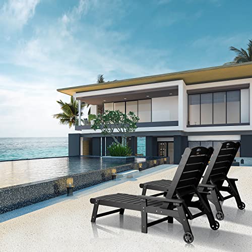hOmeQomi Lounge Chair Set of 4 Adjustable Backrest All Weather Waterproof Black