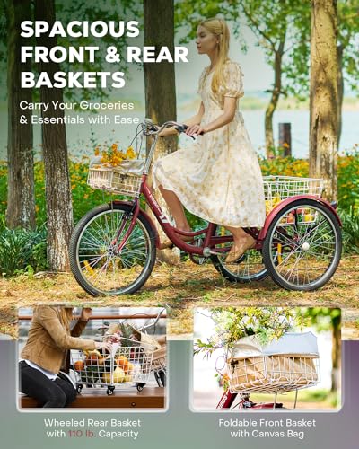 Viribus Adult Tricycle 7 Speed 24" Red