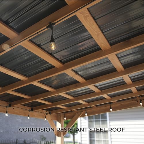 Backyard Discovery Arcadia Cedar Wood Outdoor Gazebo Pavilion Light Brown