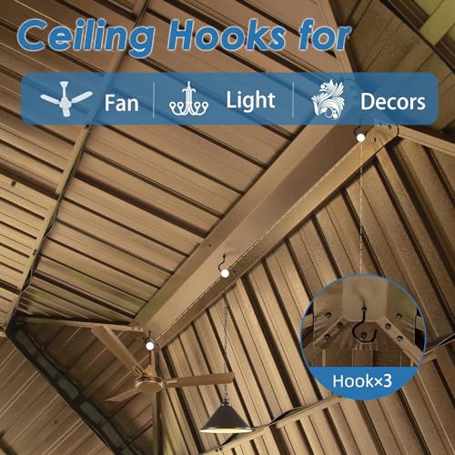 LOPOO Hardtop Gazebo Aluminum Pavilion with Double Roof Canopy, Curtains & Netting Brown