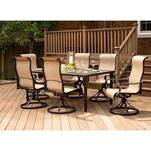 Hanover Brigantine 7-Piece Modern Outdoor Dining Set Tan