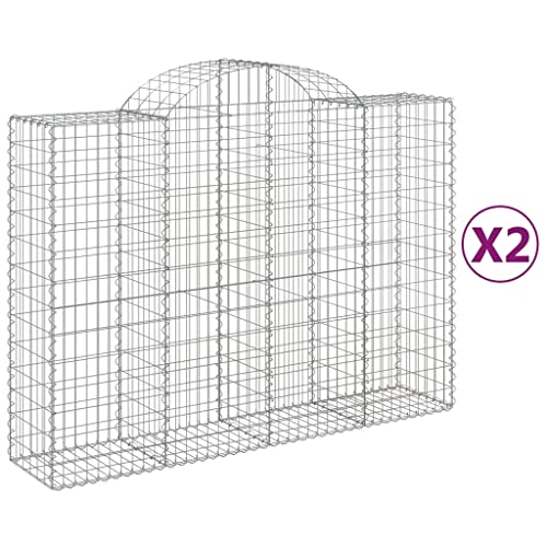 Arched Gabion Baskets 2 pcs 78.7"x19.7"x55.1"/63" Galvanized Iron White Black