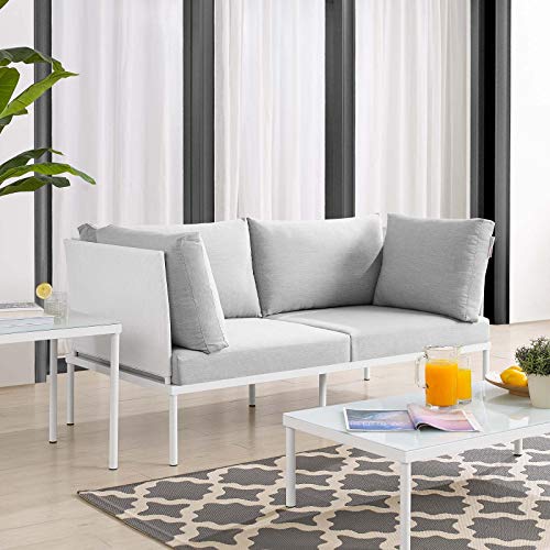Modway Harmony Outdoor Patio Aluminum Loveseat White Gray