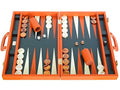 Zaza & Sacci Leather Backgammon Set 20" Orange