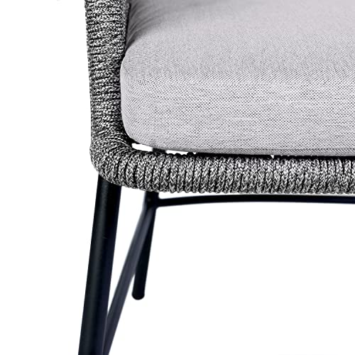 Armen Living Koala and Calica 5 Piece Dining Set Dark Eucalyptus and Grey Rope